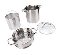 RASTKY Olla Antiadherente de Acero Inoxidable con Asas Antiescaldaduras y Fondo Grueso para Cocina, Incluye Cesta de y Tapa, Ideal para Chefs Caseros Ocupados Comidas Grandes (Tipo 2)