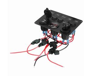 RASTKY Panel de Interruptor Basculante LED Universal de 5 Bandas con Protección contra Sobrecalentamiento Panel de Palanca de Automóvil para RV Barco Camión 12-24 V Aleación de Aluminio Rojo Verde