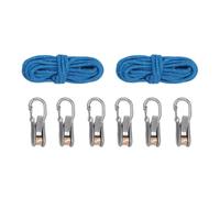 RASTKY Paquete de 2 Tensores de Cuerda con 6 Ganchos, Hebilla de Leva de Aluminio, Correas de Amarre Retráctiles con Bloqueo Ajustable, Tensor de Cable Resistente para RV, Camping,