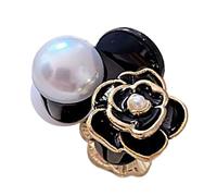 RASTKY Pinza para el Pelo con Flor de Camelia Elegante, con Clamp/Holder Seguro para Varios Estilos de Cabello, Adecuada para Todo Tipo de Cabello (BLACK)