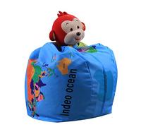 RASTKY Puf Grande con Almacenamiento de 26 Pulgadas, Diseño Divertido de Voleibol con Mapa del Mundo, Cremallera Duradera para Juegos de Juguetes de Peluche, Regalo Ideal para Niños (LY-006 -