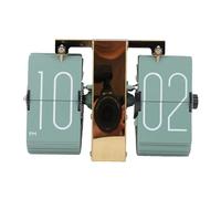 RASTKY Reloj con Tapa Creativo, Reloj Mecánico Decorativo con Giro de Página Automático para Sala de Estar, Plástico de Acero Inoxidable Vintage (Green)