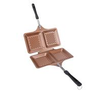 RASTKY Sartén para Hacer Panini a la Parrilla con Doble Cara para Estufa, Tostadora, Sartén con Revestimiento Antiadherente, Estufa de Doble Cara para Tostar, Cocina Casera, para Prensar Panini (GOLD)