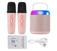 RASTKY Set Mini Karaoke Profesional con Micrófono y Altavoz con Luces RGB, 5 Modos de Iluminación, Caja de Sonido Portátil, 2 Micrófonos, Reducción de Ruido DSP, Conexión BT5.3 para Fiesta en Casa,