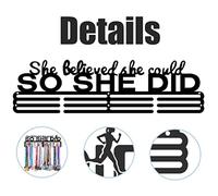 RASTKY She Believed She Could Medal Holder Display para Entusiastas de los Deportes - Medalla de Acero Inoxidable para Logros en Gimnasia Fútbol (Negro JPJ009)