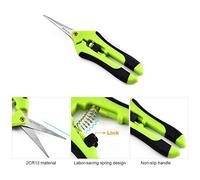 RASTKY Spring Garden Tijeras de Podar de Acero Inoxidable, Diseño que Ahorra Trabajo, Antideslizante para Hierbas, Flores y Plantas, 6,53 Pulgadas (GREEN)