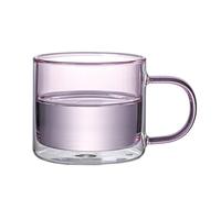 RASTKY Taza de Vidrio Taza Transparente Colorida con Asa para café té, Aislada de Doble Pared de 250 Ml para Familiares y Amigos, Vidrio de Borosilicato sin Plomo Verde Azul Gris (#1)