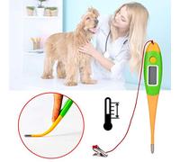 RASTKY Termómetro Digital con Sonda Suave para Mascotas, Pantalla LED Fácil de Ver, Suministros Veterinarios para Gatos y Perros, Material ABS (Colores Variados)