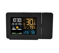 RASTKY Termómetro Interior Exterior Transmisión de 60 M con Reloj de Proyección para Predicción del Tiempo Higrómetro Digital para Oficina en Casa Plástico