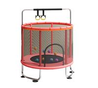 RASTKY Trampolín para Niños Pequeños, Diseño Compacto Portátil con Columpio de Aro de Baloncesto para Diversión Familiar en Interiores, 1,5 M de Altura, Material de Malla Metálica (Rojo)