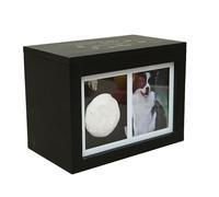 RASTKY Urnas Conmemorativas para Mascotas de Madera de Pino de con Exhibición de Fotos y Arcilla de Impresión para Cenizas de Perros o Gatos, Caja Funeraria para Mascotas de Gran Tamaño