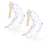 RASTKY Varita de Boda, Juego de 40 Uds., Serpentinas de Cinta de Encaje con Campanas, Palo de Seda Blanco para Actividades de Fiesta, Celebración Navideña, Envío