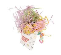 RASTKY Vibrante Pájaro Papas Fritas Taza Juguete Colgante Diseño Forraje Trampa de bambú Loro Masticar Juguetes - Tiras Plisadas de Papel Colorido Reutilizables para Periquitos