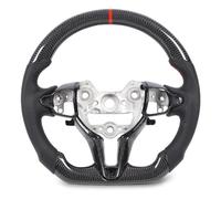 RASTKY Volante de Fondo Plano de Fibra de Carbono Real con Agarre de Cuero Perforado para I20 N Line 2021+ Diseño de Geometría de Competencia para Entusiastas de los Automóviles