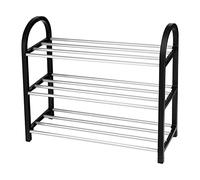 RASTKY Zapatero Apilable de 4 Niveles, Estante de Almacenamiento de Zapatos de Pie de Metal de Aluminio y Plástico para el Hogar, Estante para Zapatos (Tamaño Mediano Tres Capas 50 * 19 * 42CM)