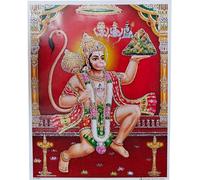 Rastogi Handicraft Best Of Indian Reprint - Póster de dios hindú sin marco (volando Hanuman-Ji-With-Hill-11 X9)