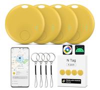 Rastreador de aire Android, 4 Rastreador de Objetos Bluetooth, Smart Tracker Tag Funciona con la aplicación Google Localizar (solo Android), Android Smart Trazador Tag para llaves, equipaje-naranja