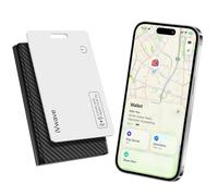 Rastreador de billetera compatible con Apple Find My, tarjeta de seguimiento delgada de 1.7 mm, paquete de 2, carga inalámbrica, pitido fuerte (80-100 dB), impermeable IP68, alerta de separación para