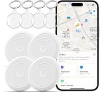 Rastreador de equipaje, paquete de 4 etiquetas, buscador de artículos, funciona con Apple Find My (solo iOS), rastrea tus llaves, cartera, equipaje y mochila, súper ligero, batería reemplazable con