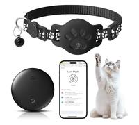 Rastreador de gatos GPS para gatos y mascotas pequeñas con soporte, sin suscripción, compatible con Apple AirTag Find My (iOS), resistente al agua IP68, rastreador antipérdida para mascotas y equipaje