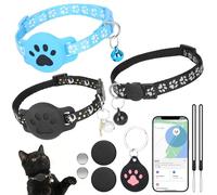 Rastreador de perros y gatos sin suscripción para iOS Android, paquete de 2 rastreadores de mascotas sin tarifa mensual con 3 collares compatibles con Apple y Google Find My, no necesita SIM, collar