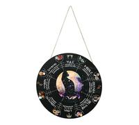 Rastreador de temporada: rueda pagana de 12 pulgadas, calendario del año, hecho a mano para pared o puerta, con símbolos celestiales para el hogar, altar, yule, Navidad, espacio espiritual