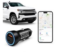 Rastreador GPS 2 en 1 para vehículos y cargador de coche, localizador de vehículos con puertos de carga rápida duales USB-A y USB-C, funciona con Apple Find My, dispositivo de seguimiento sin tarifa