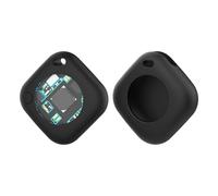 Rastreador GPS inteligente que funciona con A-pple Find My APP Pet Kids Equipaje Seguimiento de llaves Posicionamiento preciso global compatible con Bluetooth (negro + funda protectora negra)