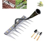 Rastrillo de hierro for jardinería y deshierbe, rastrillo de hierro Gardinea, rastrillo de acero al carbono de 5/6/7/8 dientes, eficiente for aflojar y desmalezar el césped del patio.(8 Teeth)