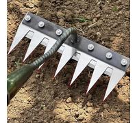 Rastrillo de hierro para desherbar, rastrillo de hierro 2.0, rastrillos de acero al carbono de 5/6/7/8 dientes, rastrillos para desherbar, jardinería y aflojar el césped del patio.