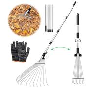 rastrillo de Hojas Ajustable con Mango de 215 cm,rastrillo Hojas Regulable,rastrillo Recoge Hojas Jardin,rastrillo Jardin con Mango para Hojas,rastrillo para Limpiar Plantas, césped y Patio