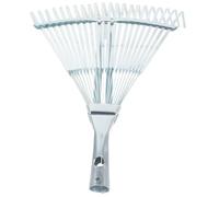 Rastrillo de Jardín Extensible de Metal Galvanizado 29-46 Cm | Acero al Carbono de Alta Resistencia, Color Plata, Cabezal Ajustable y Flexible, para Patio y Jardín
