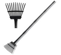 Rastrillo de Jardin pequeño con Mango Ajustable de 160 cm, rastrillo de Mano de Metal Resistente de 11 púas rastrillo de Hojas de jardín para Recoger Hojas, arbustos, matas
