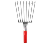 Rastrillo de Mano de Acero Inoxidable de 8 Dientes Mango | Diseño de Garra Puntiaguda, Ligero y Cómodo, Color Rojo, para Excavar Conchas y Mariscos en Playa