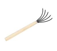 Rastrillo de mano para jardín, 5 púas de acero, mango de madera, diseño ergonómico, cultivador de garras para labrar, aflojar el suelo, herramienta de jardinería para plantar (Mango largo)