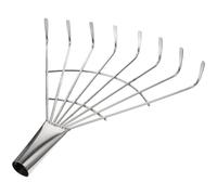Rastrillo de Ocho Dientes de Acero Inoxidable sin Mango para Jardín | Cabezal de Repuesto, Apto para Postes 3cm, Plata, Uso en Césped Artificial y Senderos
