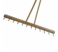 Rastrillo De Tierra Con Púas De Hierro Y Mango De Madera, Medidas: 2,8x180cm