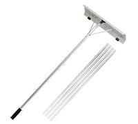 Rastrillo extensible para techo de nieve con pala de acero inoxidable sin arañazos para una fácil eliminación de nieve y escombros, longitud ajustable