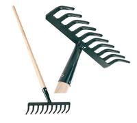 Rastrillo KADAX de metal, rastrillo plano con mango de madera, 10 dientes
