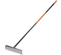 Rastrillo KADAX, rastrillo metálico de jardín, rastrillo Ancho con Mango metálico de 154,5 cm de Largo, Herramienta de jardín para desherbar, abonar, rastrillo de jardín para césped y Hojas