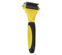 Rastrillo para el subpelo de mascotas, peine desenredante de acero inoxidable de doble cara para perros y gatos, elimina enredos, nudos y pelo suelto gracias a sus púas de doble