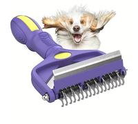 Rastrillo para perros y gatos de pelo largo, cepillo de aseo de mascotas con 9/17 dientes para mascotas medianas a grandes de doble capa, elimina el pelo suelto y combate el desprendimiento (A1)