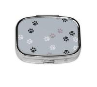 Rastros de huellas de patas Cate, Pastillero cuadrado para bolsillo o monedero, pequeño contenedor de pastillas, organizador de pastillas de viaje