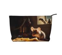 Rat - Bolsa de cosméticos de pana para mujer, cartera portátil con cremallera, adecuada para viajes y almacenamiento diario de cosméticos, color negro, talla única