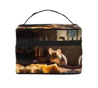 Rat - Bolsa de maquillaje de gran capacidad para mujer, bolsa de maquillaje portátil de viaje (9 x 6.5 x 6.2 pulgadas), bolsa de maquillaje grande para niñas