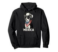 Rat Terrier Bandera Americana Bandana Sombrero Vaquero Gafas De Sol Sudadera con Capucha