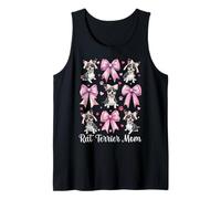 Rat Terrier Mom Dog Mama Día de la Madre Coqueta Bow Rosa Camiseta sin Mangas