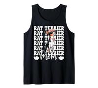 Rat Terrier Mom Dog Mama Día de la Madre Coqueta Bow Rosa Camiseta sin Mangas