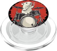 Rata blanca divertida con tambores para un ritmo oscilante PopSockets PopGrip para MagSafe