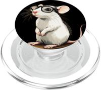 Rata blanca en gafas geniales para una mirada divertida PopSockets PopGrip para MagSafe